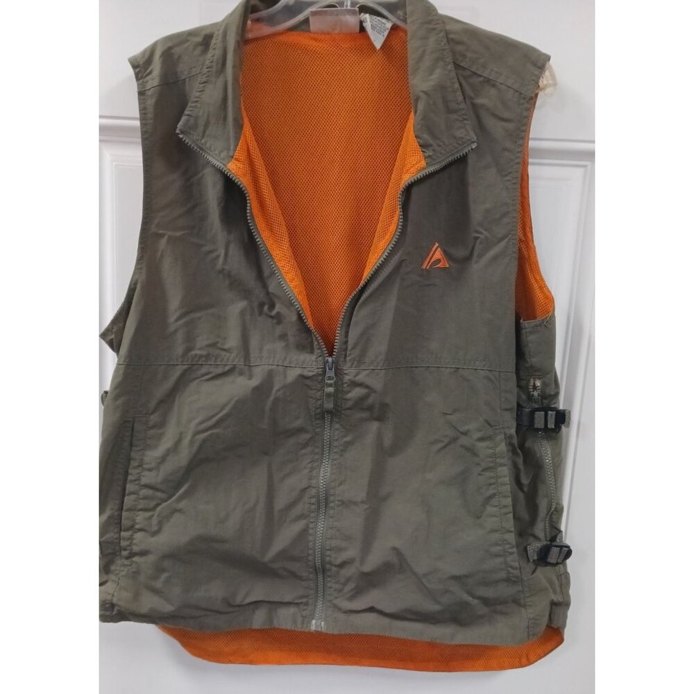 Athletic Works Men's Jacket Sleeveless Medium Olive Green Blaze Orange